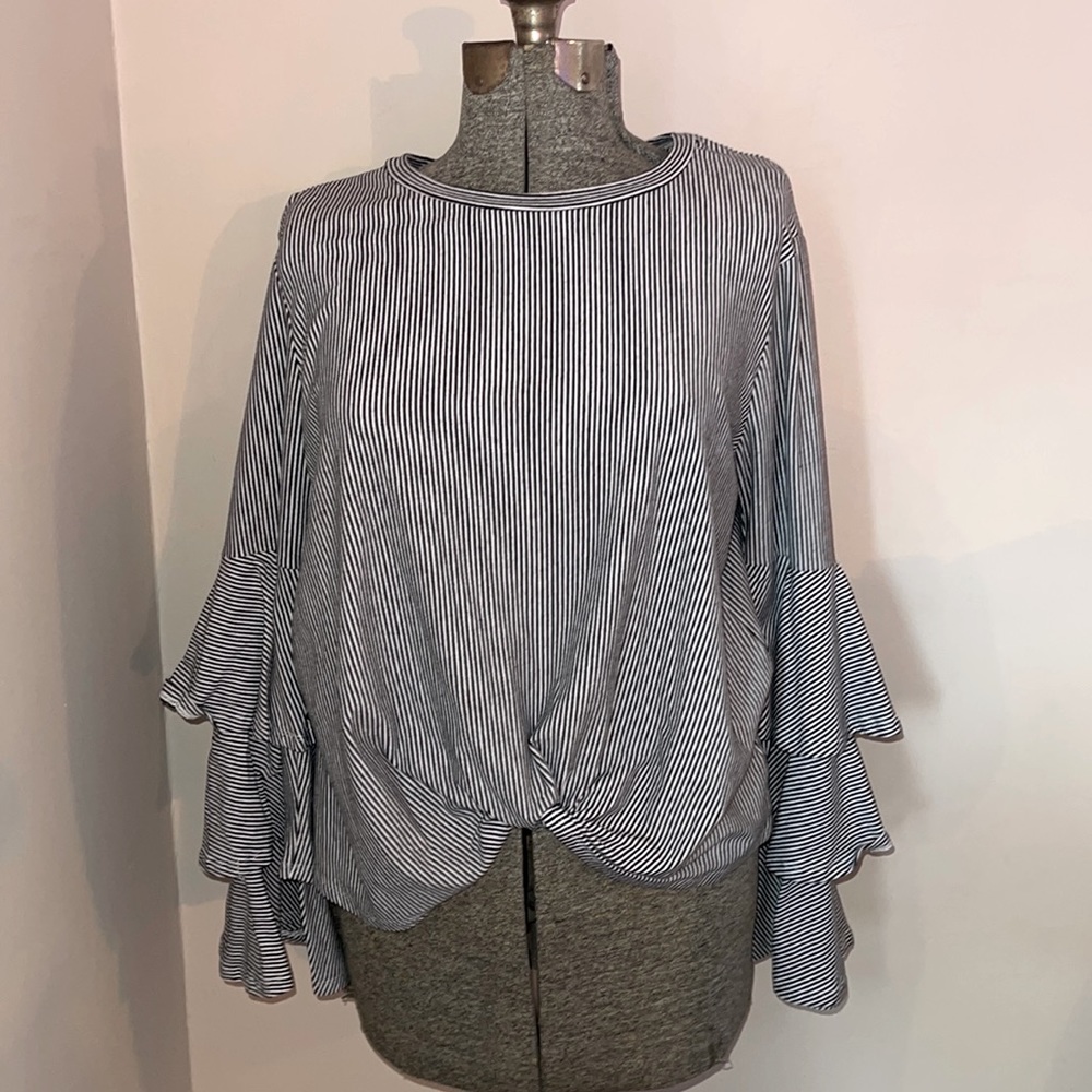 Belle Sky dressy Ruffle sleeve top